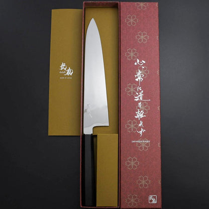 Gyuto Silver Steel #3 Mirror Honyaki Buffalo Ebony Handle 240mm