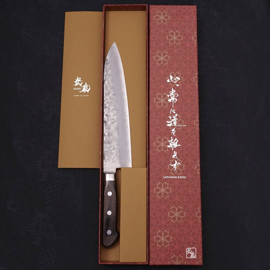 Gyuto Silver Steel #3 Nashiji Western Brown Handle 210mm