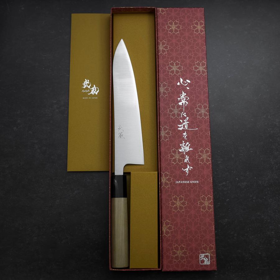 Gyuto Silver Steel #3 Polished Buffalo Magnolia Handle 210mm