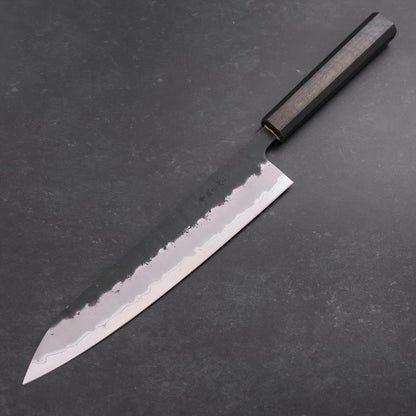 Gyuto Stainless Clad Blue Super Kurouchi Nashiji Green Urushi Handle 240mm