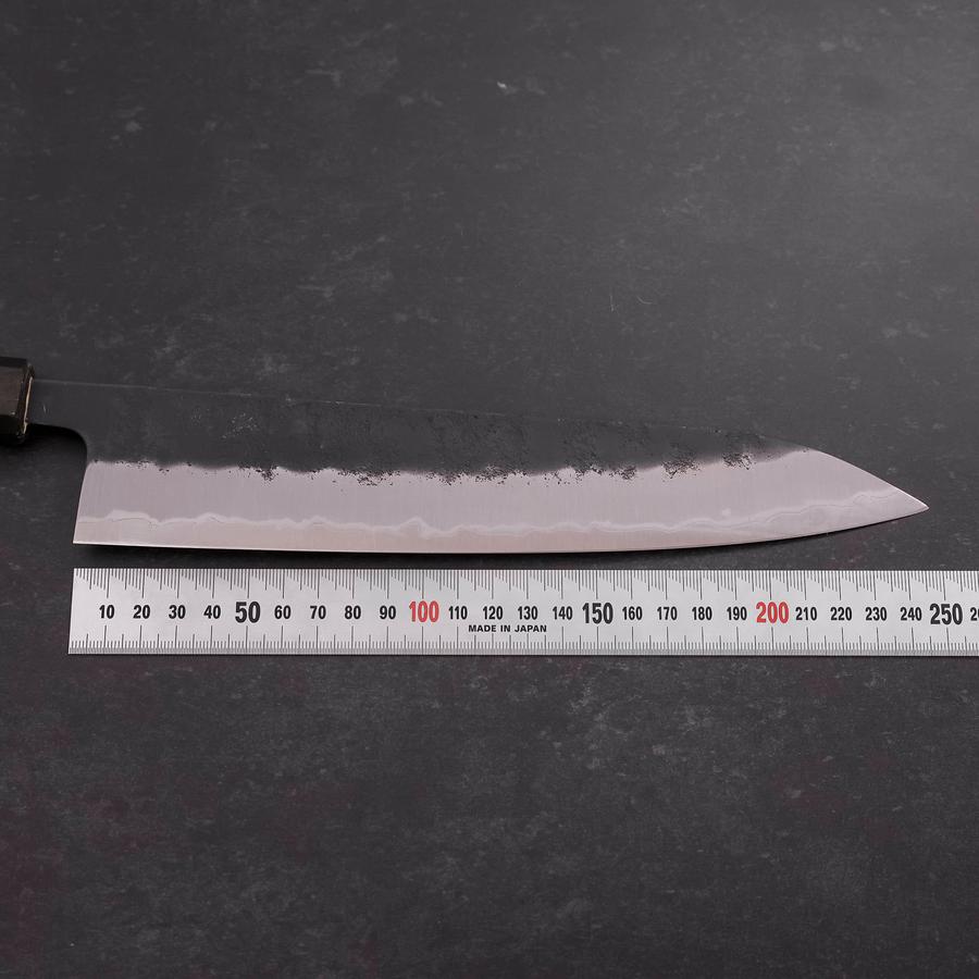 Gyuto Stainless Clad Blue Super Kurouchi Nashiji Green Urushi Handle 240mm