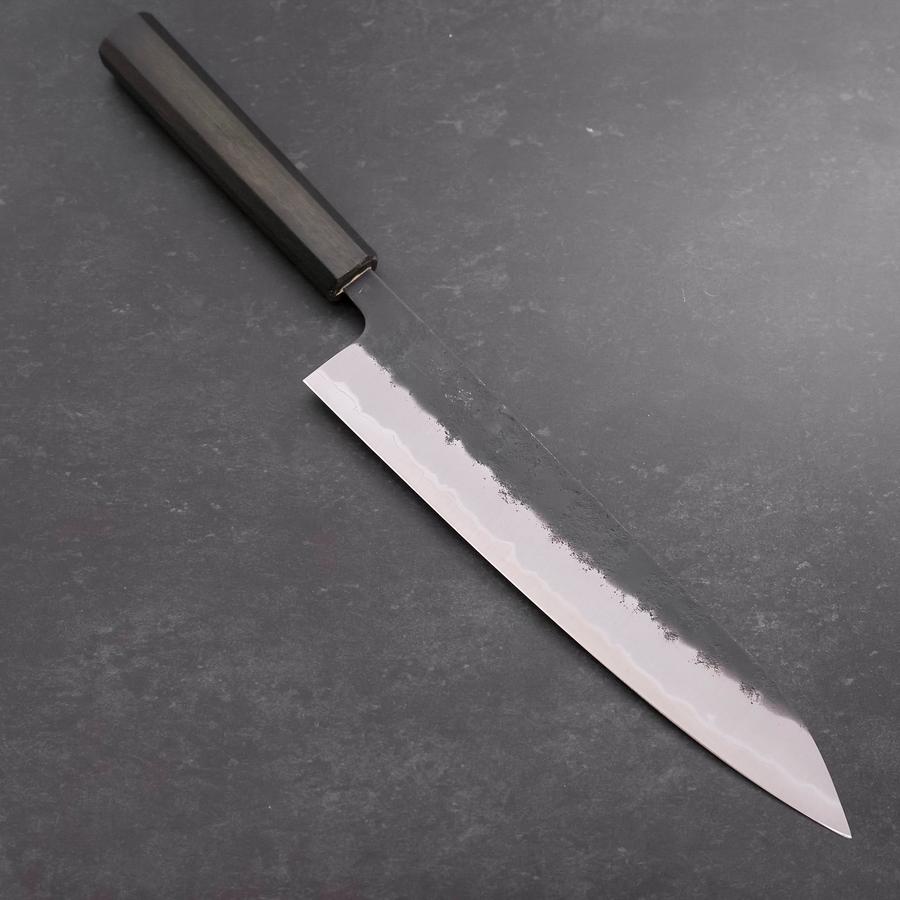 Gyuto Stainless Clad Blue Super Kurouchi Nashiji Green Urushi Handle 240mm