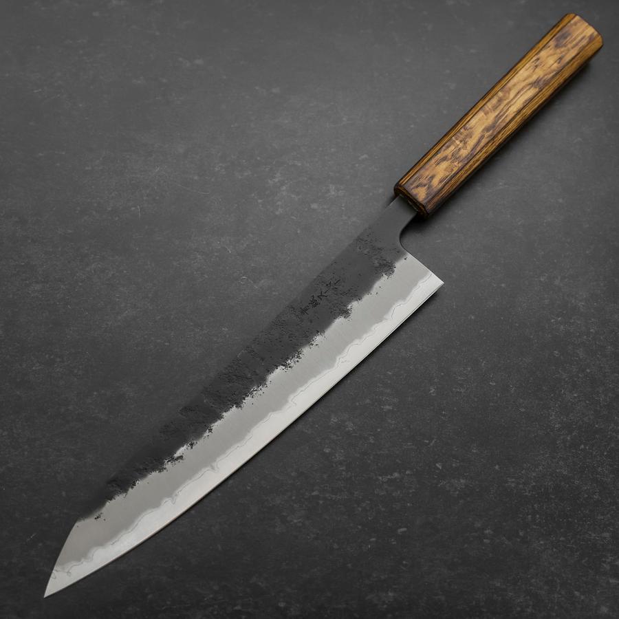 Gyuto Stainless Clad Blue Super Kurouchi Nashiji Sumi Urushi Handle 240mm