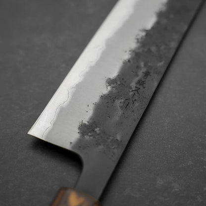 Gyuto Stainless Clad Blue Super Kurouchi Nashiji Sumi Urushi Handle 240mm