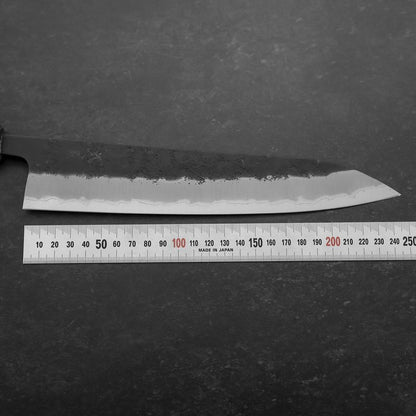 Gyuto Stainless Clad Blue Super Kurouchi Nashiji Sumi Urushi Handle 240mm