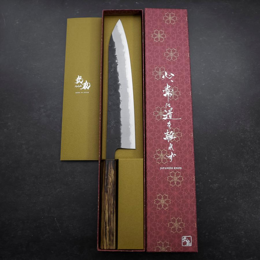Gyuto Stainless Clad Blue Super Kurouchi Nashiji Sumi Urushi Handle 240mm