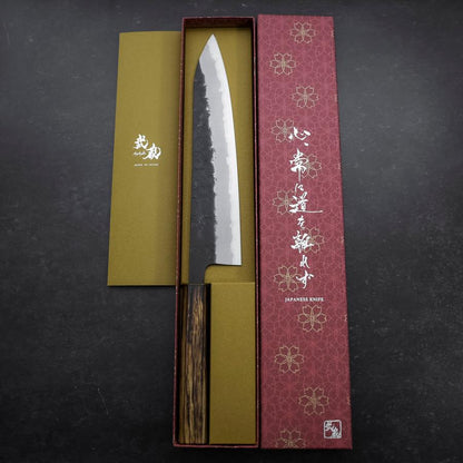 Gyuto Stainless Clad Blue Super Kurouchi Nashiji Sumi Urushi Handle 240mm