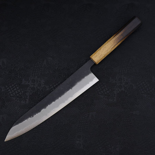 Gyuto Stainless Clad Blue Super Kurouchi Nashiji Yaki Urushi Handle 240mm