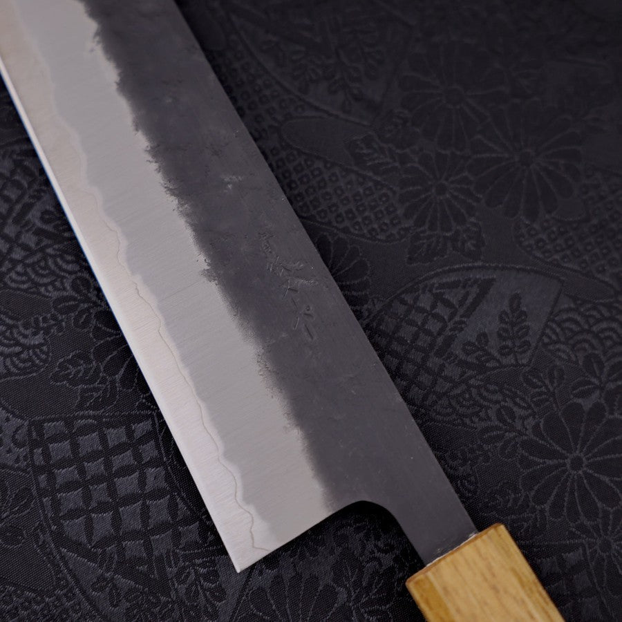 Gyuto Stainless Clad Blue Super Kurouchi Nashiji Yaki Urushi Handle 240mm