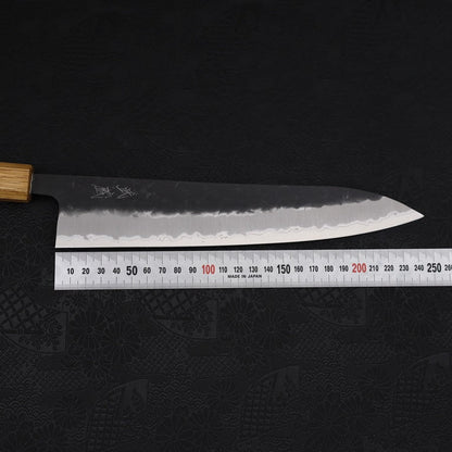 Gyuto Stainless Clad Blue Super Kurouchi Nashiji Yaki Urushi Handle 240mm