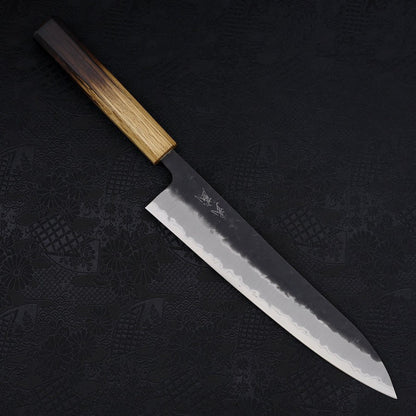 Gyuto Stainless Clad Blue Super Kurouchi Nashiji Yaki Urushi Handle 240mm