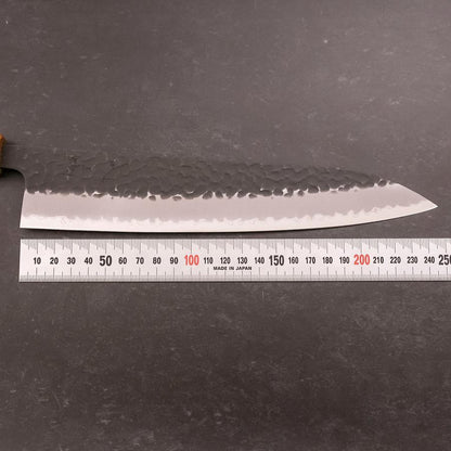 Gyuto Stainless Clad Blue Super Kurouchi Tsuchime Yaki Urushi Handle 240mm