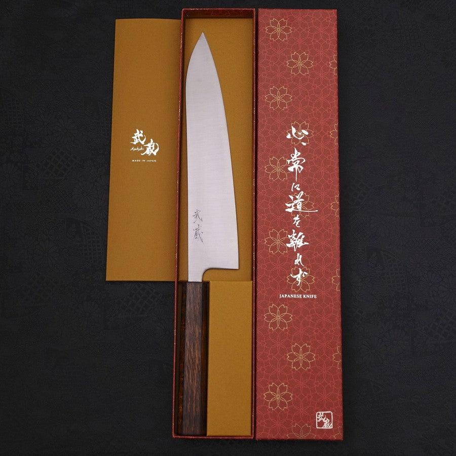 Gyuto Stainless Clad Blue Super Polished Sumi Urushi Handle 240mm