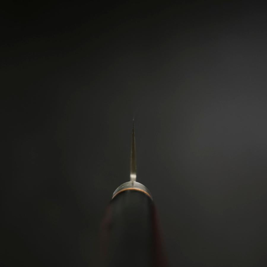 Gyuto Stainless Clad Blue Super Polished Western Black Red Handle 180mm