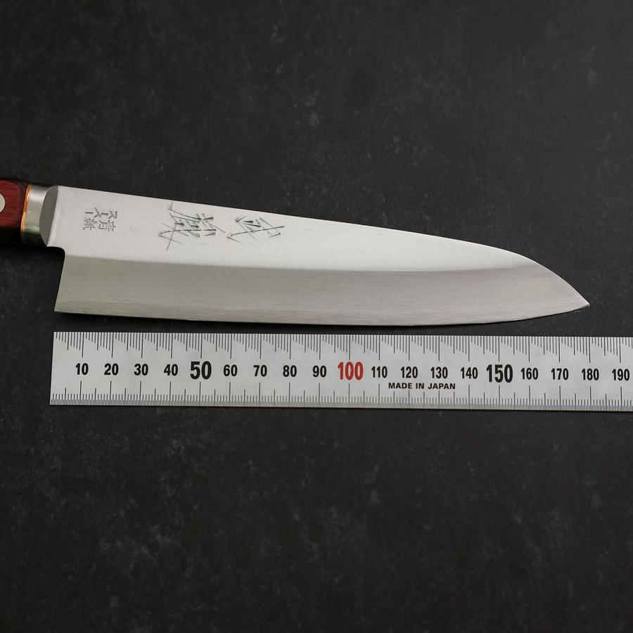 Gyuto Stainless Clad Blue Super Polished Western Black Red Handle 180mm