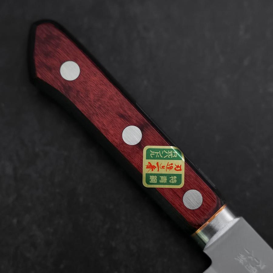 Gyuto Stainless Clad Blue Super Polished Western Black Red Handle 180mm