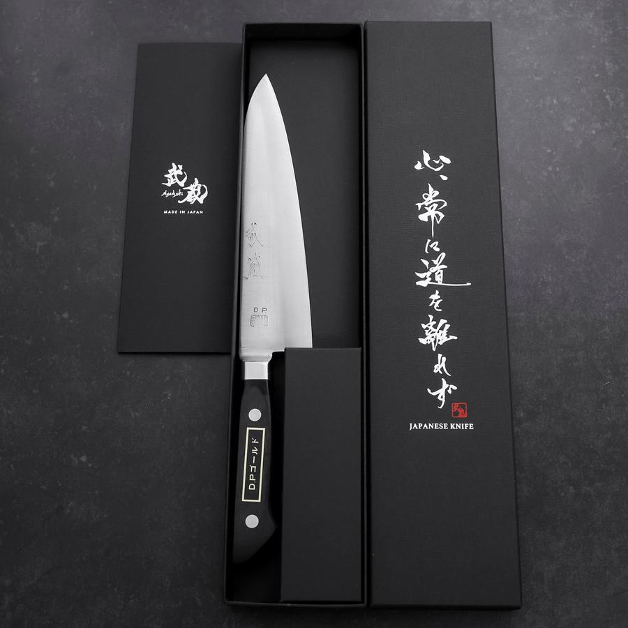 Gyuto VG-1 Polished Western Black Handle 180mm (Tsuba-ari)