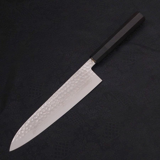 Gyuto VG-10 Tsuchime Damascus Buffalo Ebony Handle 210mm