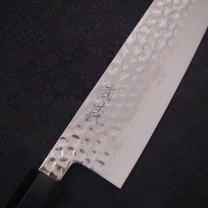 Gyuto VG-10 Tsuchime Damascus Buffalo Ebony Handle 210mm