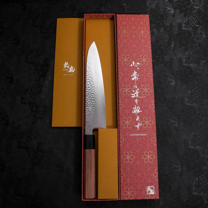 Gyuto VG-10 Tsuchime Damascus Walnut Handle 210mm