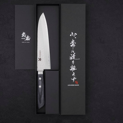 Gyuto VG-10 Tsuchime Damascus Western Dark Blue Handle 180mm