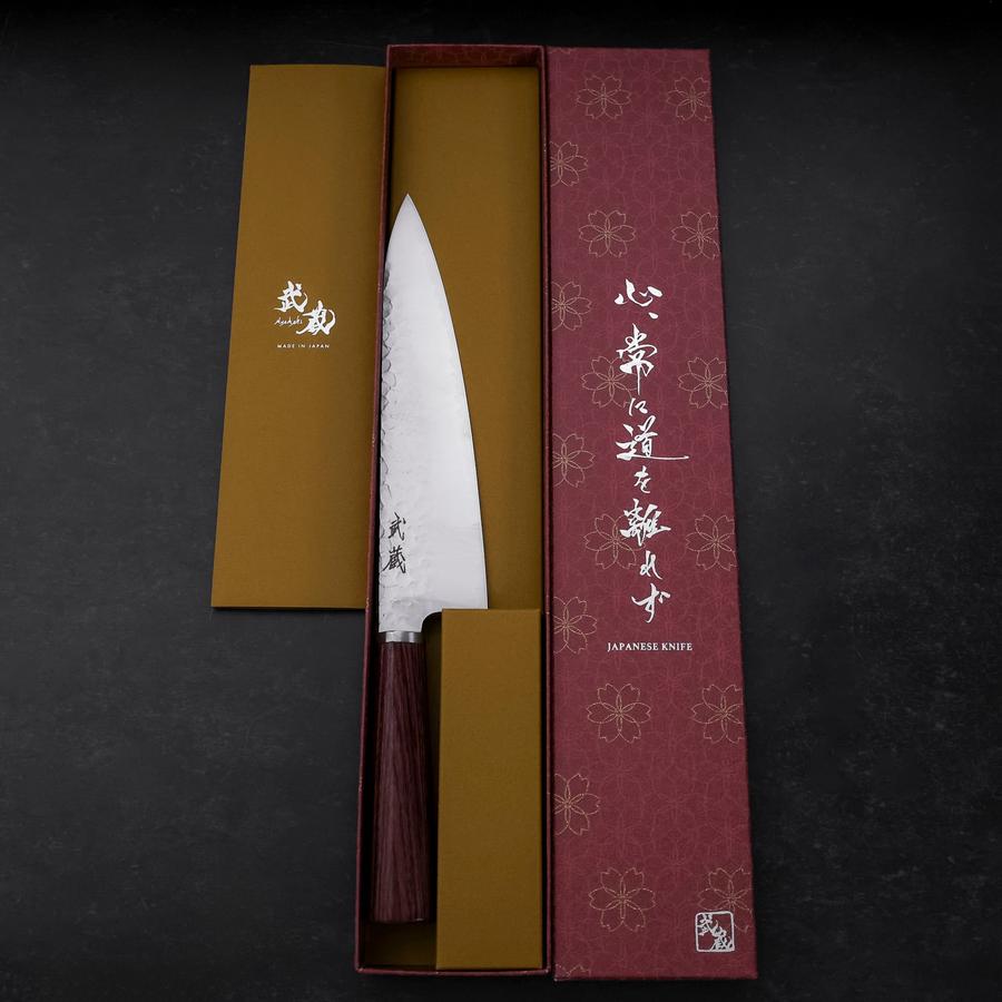 Gyuto VG-10 Tsuchime Oval Mahogany Handle 200mm
