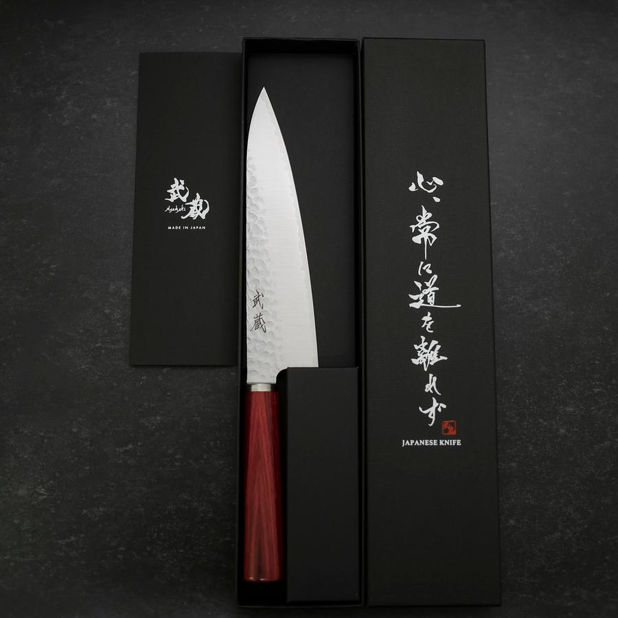 Gyuto VG-10 Tsuchime Western Red Handle 185mm