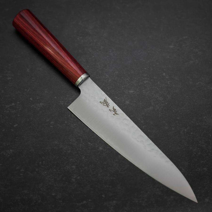 Gyuto VG-10 Tsuchime Western Red Handle 185mm