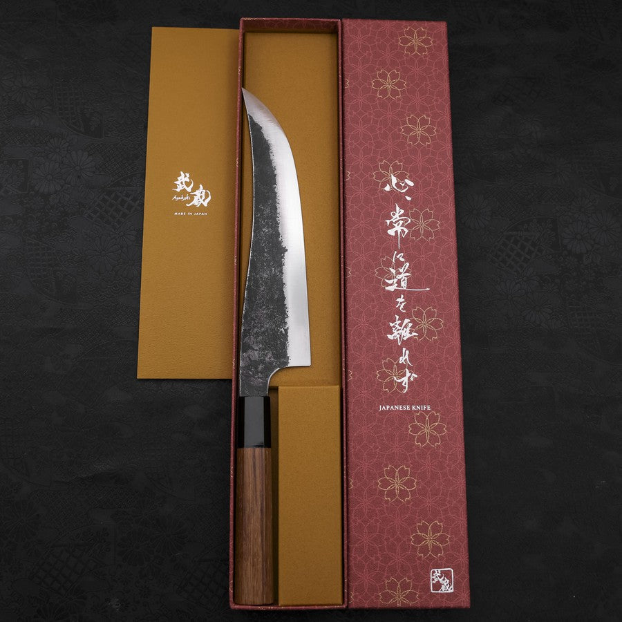 Gyuto White Steel #2 Stainless Clad Kurouchi Buffalo Teak Handle 210mm