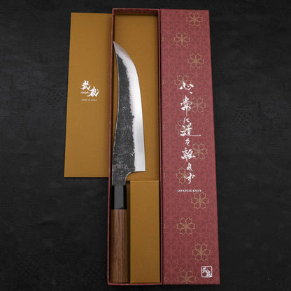 Gyuto White Steel #2 Stainless Clad Kurouchi Buffalo Teak Handle 210mm