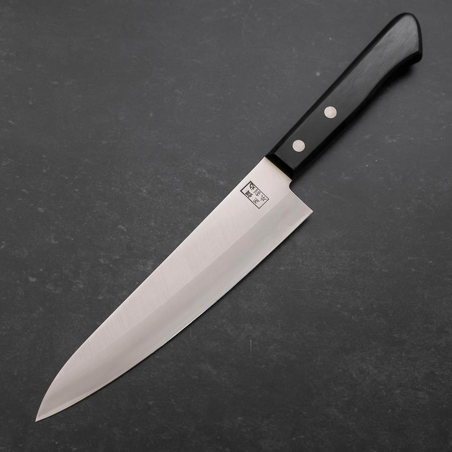 Gyuto White Steel #2 Stainless Clad Polished Western Black Handle 180mm