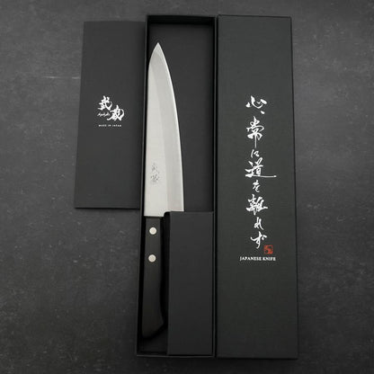Gyuto White Steel #2 Stainless Clad Polished Western Black Handle 180mm