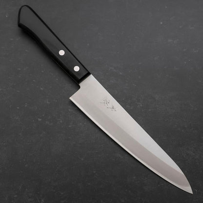 Gyuto White Steel #2 Stainless Clad Polished Western Black Handle 180mm