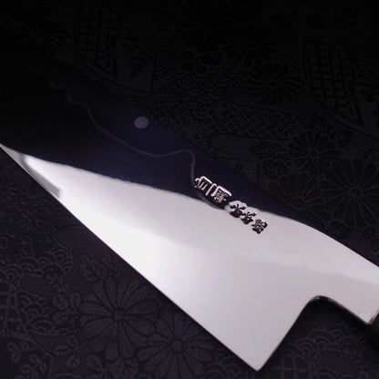 Gyuto White Steel #1 Mirror Moon-Fuji Water Honyaki Buffalo Ebony Handle With Sheath 240mm