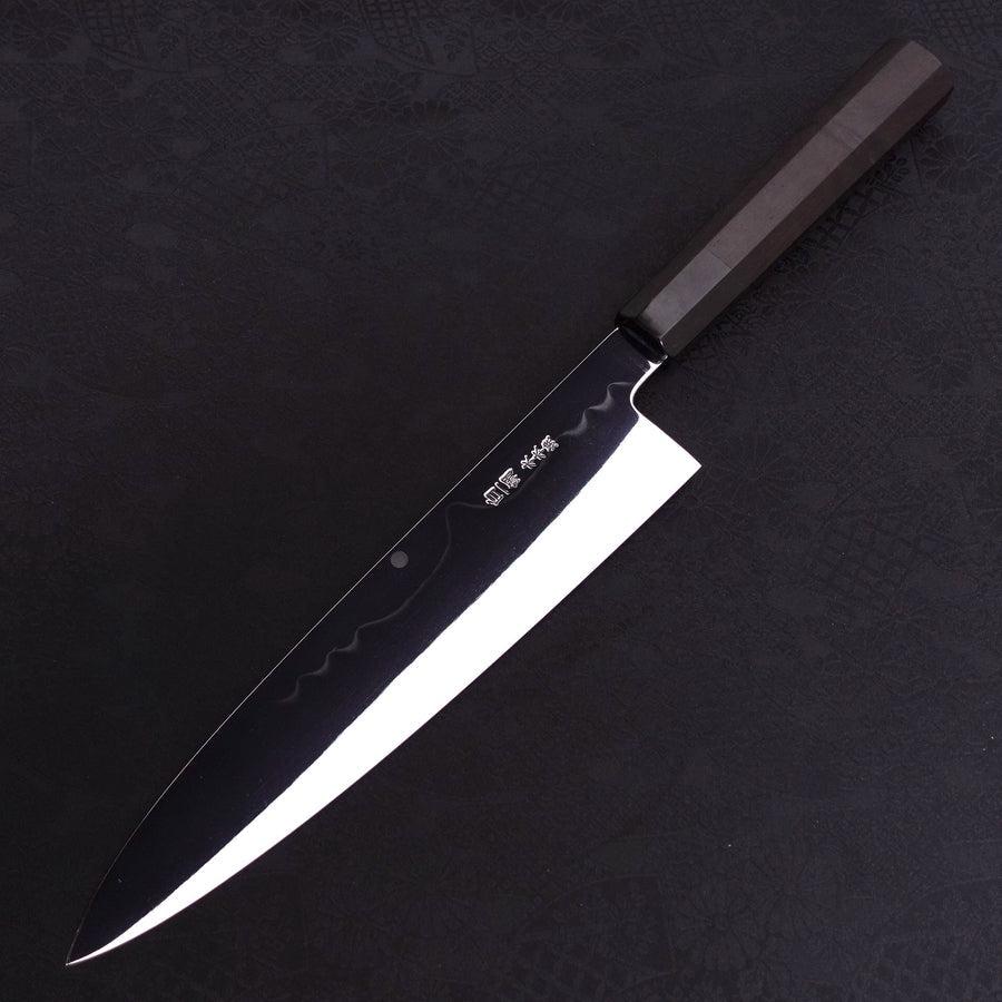 Gyuto White Steel #1 Mirror Moon-Fuji Water Honyaki Buffalo Ebony Handle With Sheath 240mm