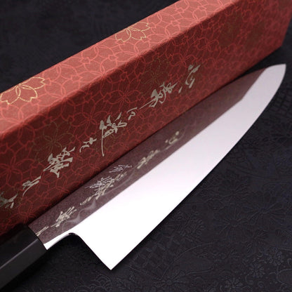 Gyuto White Steel #1 Mirror Moon-Fuji Water Honyaki Buffalo Ebony Handle With Sheath 240mm