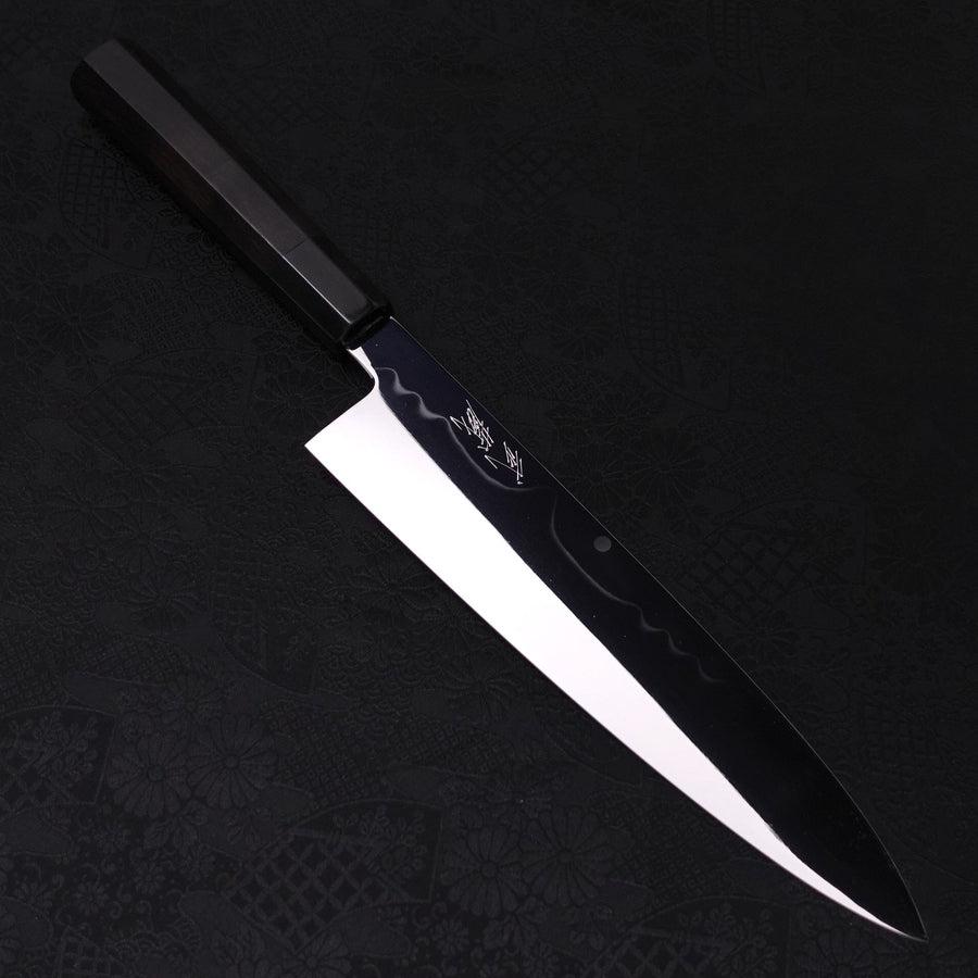 Gyuto White Steel #1 Mirror Moon-Fuji Water Honyaki Buffalo Ebony Handle With Sheath 240mm