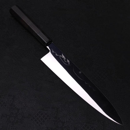 Gyuto White Steel #1 Mirror Moon-Fuji Water Honyaki Buffalo Ebony Handle With Sheath 240mm