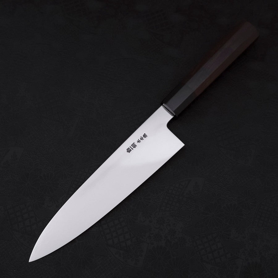 Gyuto White Steel #1 Mirror Water Honyaki Buffalo Ebony Handle With Sheath 210mm