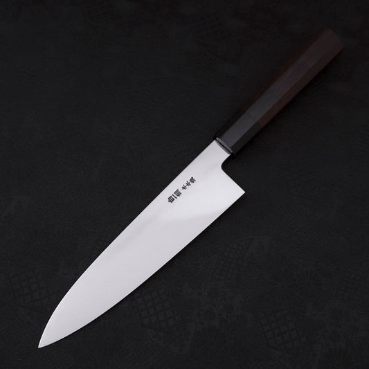 Gyuto White Steel #1 Mirror Water Honyaki Buffalo Ebony Handle With Sheath 210mm