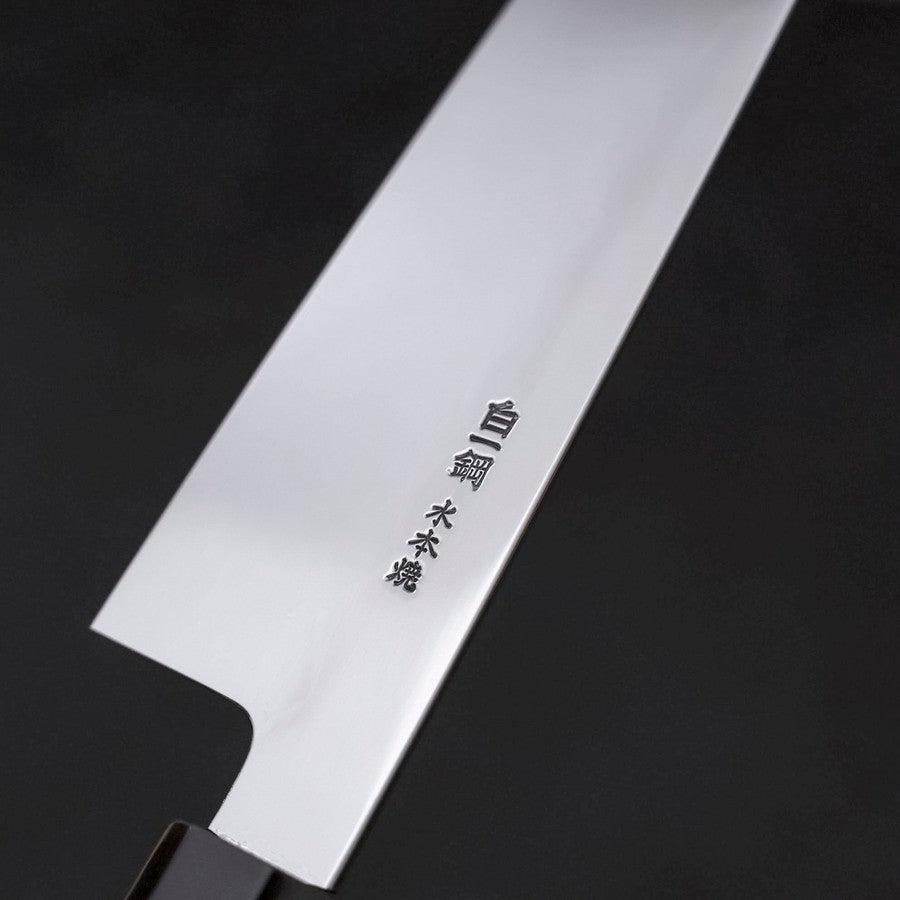 Gyuto White Steel #1 Mirror Water Honyaki Buffalo Ebony Handle With Sheath 210mm