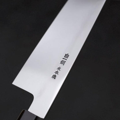 Gyuto White Steel #1 Mirror Water Honyaki Buffalo Ebony Handle With Sheath 210mm