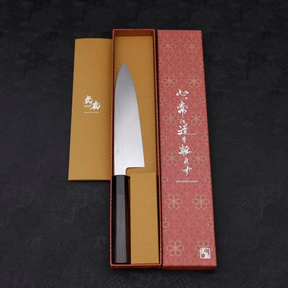 Gyuto White Steel #1 Mirror Water Honyaki Buffalo Ebony Handle With Sheath 210mm
