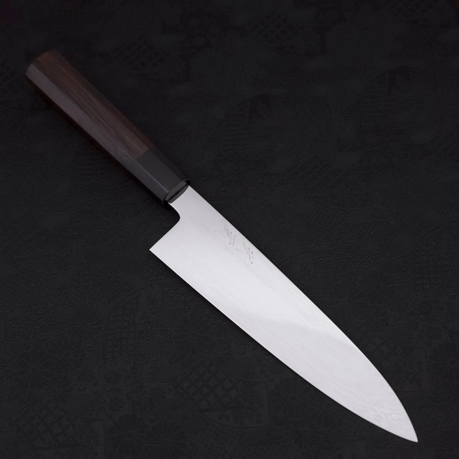 Gyuto White Steel #1 Mirror Water Honyaki Buffalo Ebony Handle With Sheath 210mm