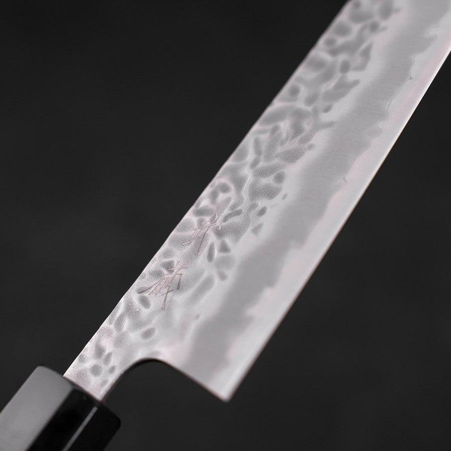 Gyuto White Steel #1 Stainless Clad Tsuchime Buffalo Teak Handle 180mm