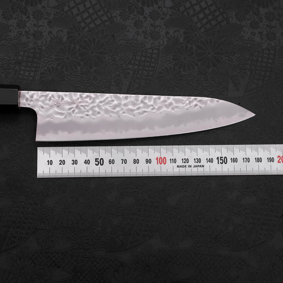 Gyuto White Steel #1 Stainless Clad Tsuchime Buffalo Teak Handle 180mm