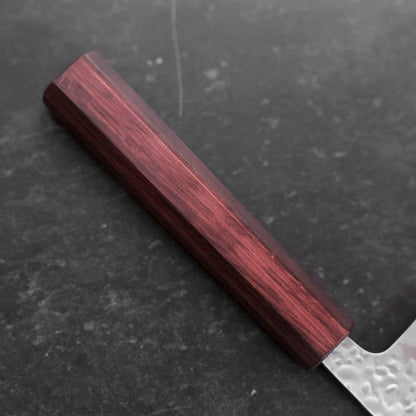 Gyuto White Steel #1 Stainless Clad Tsuchime Purple Urushi Handle 240mm