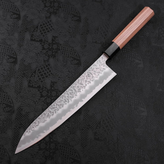 Gyuto White Steel #1 Stainless Clad Tsuchime Walnut Handle 240mm
