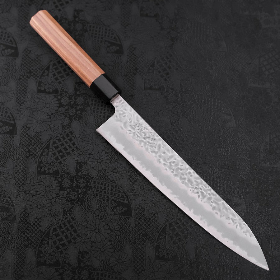 Gyuto White Steel #1 Stainless Clad Tsuchime Walnut Handle 240mm