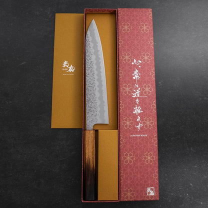Gyuto White Steel #1 Stainless Clad Tsuchime Yaki Urushi Handle 240mm